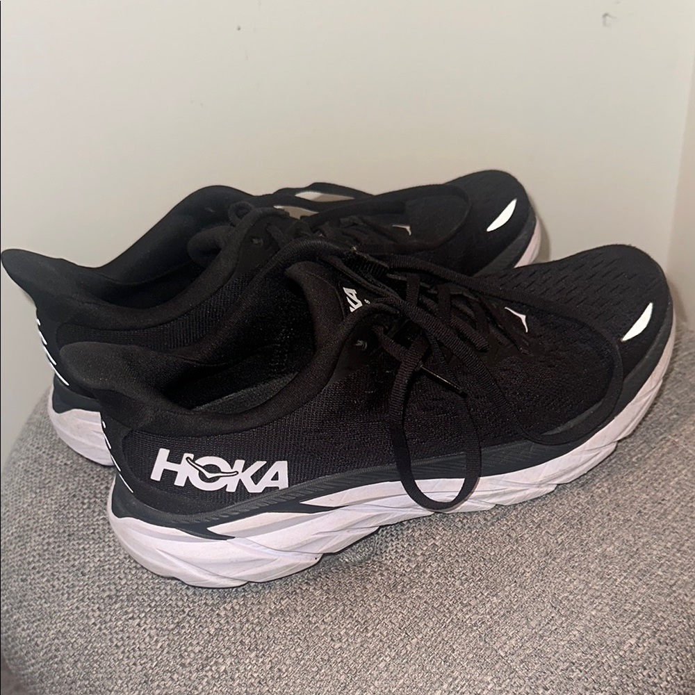 Hoka Black and White Athletic Sneakers